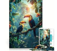 Puzzle de 1000 pièces pour Adultes Forêt Tropicale Toucans Pièces aux découpes nettes Jeu de réflexion Moment de détente et de Divertissement Scène de Noël (50x75cm)