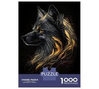 Puzzle De 1000 Pièces pour Adultes Fox Black Gold Dark BG Puzzles pour Adultes Jeux De Société Cadeaux pour Femmes Cadeaux d'anniversaire Et De Noël Uniques 70x50cm/1000pcs