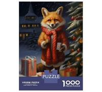 Puzzle De 1000 Pièces pour Adultes Fox Christmas Puzzles pour Adolescents Jeu Manuel Défi Difficile Cadeau d'anniversaire, Cadeaux, 38x26cm/1000pcs