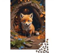 Puzzle De 1000 Pièces pour Adultes, Fox in A Forest Den, 52x38cm/1000pcs; Carton Blanc avec Une Surface Lisse; Loisir À Partager en Famille