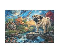 Puzzle De 1000 Pièces pour Adultes French Bordure Fleurie Bouledogue 1000 PCS 75x50cm Idée Cadeau D'emménagement Décoration Murale Élégante pour Maison Nouvelle Cadeau