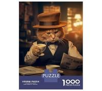 Puzzle De 1000 Pièces pour Adultes Funny Cat Coffee Newspaper Puzzle, Jouet, Décoration Murale, Difficile Et Stimulant 70x50cm/1000pcs