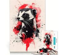 Puzzle de 1000 pièces pour Adultes Furet à Pattes Noires Décoration soignée,Jeu cognitif et Amusant,Jeu de Paix,activité d'anniversaire (38x26cm)