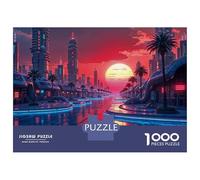 Puzzle De 1000 Pièces pour Adultes Future City Sunset Neon Lights Puzzles pour Adolescents - Course De Vitesse Manuelle - Difficile Et Stimulant - Cadeaux De Noël Et d'anniversaire 38x26cm/1000pcs