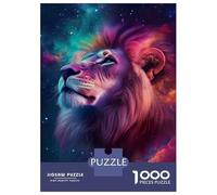 Puzzle De 1000 Pièces pour Adultes Galactic Lion Majesty -2 Puzzles pour Adultes - Décoration Murale - Stimule La Mémoire - Cadeaux Uniques pour Anniversaires Et Noël 38x26cm/1000pcs