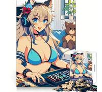 Puzzle de 1000 pièces pour Adultes Gameuse en Bikini d'anime Idéal pour stimuler l'esprit, se détendre et Faire Plaisir Bords Lisses Un Cadeau Qui Fait Plaisir (38x26cm)