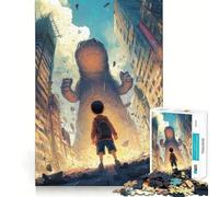 Puzzle de 1000 pièces pour Adultes garçon et Monstre géant dans Une Ville en ruines,Finitions soignées,Jeu de réflexion Amusant et Relaxant,Cadeau d'anniversaire (38x52cm)