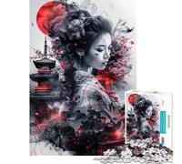 Puzzle de 1000 pièces pour Adultes Geisha avec pagode et Fleurs de Cerisier Jeu pour Adolescents et familles Idéal pour se divertir à la Maison Cadeau Unique pour Un Anniversaire ou Noël (38x52cm)