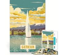 Puzzle de 1000 pièces pour Adultes Genève Découpe Parfaite Jeu de Concentration Amusant pour Un Moment de détente et de Plaisir Cadeau d'anniversaire ou de Loisir (38x52cm)