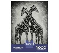 Puzzle De 1000 Pièces pour Adultes Giraffe Pair in Black and White Puzzle Adulte, Jeu De Réflexion, Cadeau d'anniversaire, Difficile À Compléter 70x50cm/1000pcs