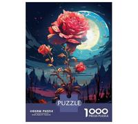 Puzzle De 1000 Pièces pour Adultes Glowing Rose Fantasy Art Print Puzzle Anti-Stress, Difficile, Cadeau Unique pour Un Anniversaire Ou Noël 52x38cm/1000pcs