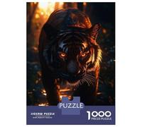 Puzzle De 1000 Pièces pour Adultes Glowing Tiger in The Jungle Puzzle Adulte, Jeu De Réflexion, Défi Difficile À Terminer 70x50cm/1000pcs