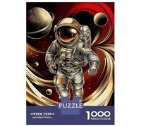 Puzzle De 1000 Pièces pour Adultes Golden Astronaut in Space Puzzle Adulte Jeux Relaxants Course De Vitesse Manuelle Cadeau d'anniversaire, Cadeaux, 70x50cm/1000pcs