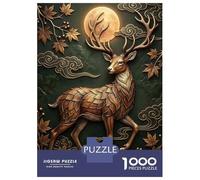 Puzzle De 1000 Pièces pour Adultes Golden Deer Under A Full Moon Puzzle pour Adolescents : Améliore La Mémoire. Chaque Pièce Est Unique - Jouet Éducatif 38x26cm/1000pcs