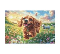 Puzzle De 1000 Pièces pour Adultes Golden Retriever dans Le Champ de Fleurs 1000 PCS 75x50cm Puzzle d'art Thérapie Idéal pour Santé Mentale Anti-Stress Régulation Émotionnelle Cadeau