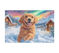 Puzzle De 1000 Pièces pour Adultes Golden Retriever enneigé 1000 PCS 75x50cm Adapté Aux Enfants Idéal pour Interaction Parents-Enfants Améliore La Concentration des Enfants