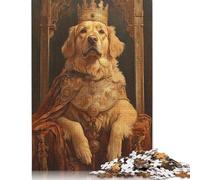 Puzzle de 1000 pièces pour Adultes Golden Retriever King, Puzzle carré en Bois, pièces Uniques, Jeu éducatif et Amusant, 1000 pièces (75 x 50 cm)
