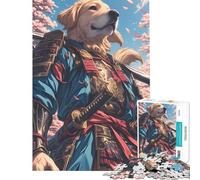 Puzzle de 1000 pièces pour Adultes Golden Retriever Samouraï Idéal pour Un Anniversaire Noël ou Toute la Famille Jouet Anti-Stress pour Les 14 Ans et Plus (38x26cm)