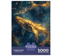 Puzzle De 1000 Pièces pour Adultes Golden Whale in Cosmos Adolescents Puzzles Anti-Stress Jeux Difficiles Défi Activités Amusantes À La Maison 38x26cm/1000pcs