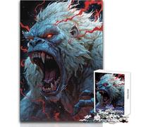 Puzzle de 1000 pièces pour Adultes : Gorille Albinos en colère avec des Touches de Rouge, Jeu éducatif et Anti-Stress, Cadeau d'anniversaire, Dimensions : 38 x 52 cm