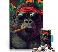 Puzzle de 1000 pièces pour Adultes Gorille Cool avec Cigare Fait de Papier，pour Les 14 Ans et Plus Accueil Jeux éducatifs Jouets DIY Cadeau d'œuvre d'art。Taille：38x52cm/14.9x20.4pouce
