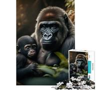 Puzzle de 1000 pièces pour Adultes Gorille Léopard et Son Petit Jeu intellectuel et éducatif pour Toute la Famille Idée Cadeau et Jouet (Dimensions 50x75cm)