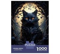 Puzzle De 1000 Pièces pour Adultes Gothic Black Cat Art Print Puzzles pour Adolescents Cadeau d'anniversaire Stimule Le Cerveau Jeu Stimulant Cadeaux 52x38cm/1000pcs