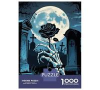 Puzzle De 1000 Pièces pour Adultes Gothic Rose in Graveyard Puzzles pour Adultes, Jeux De Société, Découpe De Précision, Cadeaux pour Les Amis Et La Famille 52x38cm/1000pcs