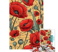 Puzzle de 1000 pièces pour Adultes Graines de Pavot Rouge Art cubiste Idéal pour Un Anniversaire ou Noël Jeu éducatif Difficile à partir de 14 Ans (50x75cm)