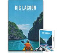 Puzzle de 1000 pièces pour Adultes - Grand Lagon, El Nido, Palawan - Jeu éducatif Familial - Niveau de difficulté Difficile pour Un Anniversaire - Dimensions 50x75cm