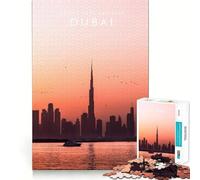 Puzzle de 1000 pièces pour Adultes Gratte-Ciel de Dubaï Jeu de réflexion Artistique de précision Jeu de Calme Décoration de Noël (38x52cm)