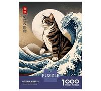 Puzzle De 1000 Pièces pour Adultes Great Wave of Cat Puzzles pour Adultes, Jeux De Société, Découpe De Précision, Cadeaux pour Les Amis Et La Famille 52x38cm/1000pcs