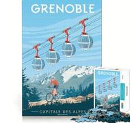 Puzzle de 1000 pièces pour Adultes Grenoble,Capitale des Alpes Jeu de logique Amusant et Fluide Scène de Noël Artistique (38x52cm)