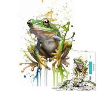 Puzzle de 1000 pièces pour Adultes Grenouille à l'aquarelle pour Apprendre et s'amuser (Dimensions 38x52cm)