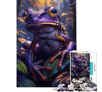 Puzzle de 1000 pièces pour Adultes Grenouille Violette Tropicale Activités Amusantes à la Maison Cadeaux pour Femmes Jeux en Famille Convient aux Personnes de 14 Ans et Plus 38x26cm