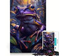 Puzzle de 1000 pièces pour Adultes Grenouille Violette Tropicale Jeu de Loisirs créatifs aux Bords Fins Décoration Murale de Noël (50x75cm)
