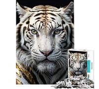 Puzzle de 1000 pièces pour Adultes Gros Plan d'un Tigre Blanc Défi intellectuel Jouet addictif Jeu Amusant pour Toute la Famille Cadeau Artistique Original (Dimensions 38x26cm)