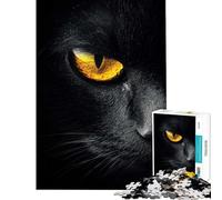 Puzzle de 1000 pièces pour Adultes Gros Plan sur l'œil d'un Chat Noir Cadeau d'anniversaire ou de Noël Jeu éducatif à partir de 14 Ans (50x75cm)