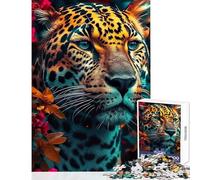 Puzzle de 1000 pièces pour Adultes Gros Plan sur Un Jaguar Orange Jeu de réflexion Cadeau d'anniversaire pour Toute la Famille (38x26cm)