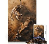 Puzzle de 1000 pièces pour Adultes Guépard chassant Une Gazelle Stimule la mémoire,agréable et créatif pour Un Moment de détente (38x26cm)