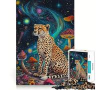 Puzzle de 1000 pièces pour Adultes Guépard dans Le Cosmos Jeu de réflexion Amusant et précis,idéal pour Les Moments de détente ou comme décoration de Noël (50x75cm)