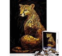 Puzzle de 1000 pièces pour Adultes Guépard doré Gustav Décoration Murale Jeu Amusant et éducatif Dimensions 50x75cm