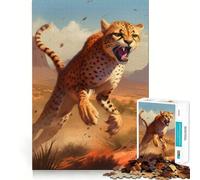 Puzzle de 1000 pièces pour Adultes Guépard en Fuite »,découpe précise,Jeu créatif et Relaxant,Cadeau apaisant pour Noël (50x75cm)
