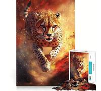 Puzzle de 1000 pièces pour Adultes Guépard en Mouvement Jeu créatif et précis,idéal pour se détendre,Cadeau apaisant pour Noël (38x26cm)