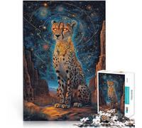 Puzzle de 1000 pièces pour Adultes Guépard étoilé Défi Difficile pour soulager Le Stress Offrir en Cadeau à Toute la Famille 75x50cm