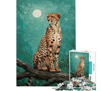 Puzzle de 1000 pièces pour Adultes Guépard sur Une Branche au Clair de Lune Puzzle Anti-Stress Idéal comme Cadeau (Dimensions 50x75cm)