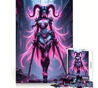 Puzzle de 1000 pièces pour Adultes : Guerrier démon néon en Milieu Urbain Jeu de réflexion Relaxant et Amusant Pièce de Collection aux Bords Nets (38x26cm)