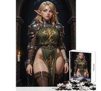 Puzzle de 1000 pièces pour Adultes Guerrier Elfe sous Une Arche de Pierre Jeu de Construction à Monter soi-même Cadeau Amusant et éducatif Renforce l'amour au Sein du Couple Dimensions 38x52cm