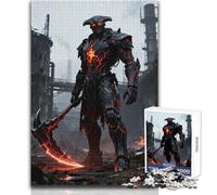 Puzzle de 1000 pièces pour Adultes:Guerrier en Armure avec Faux dans des ruines Profitez d'un Moment de détente et de Relaxation Assemblage Stable et découpe précise Dimensions:50x75cm