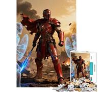 Puzzle de 1000 pièces pour Adultes Guerrier en Armure Rouge avec Lance d'énergie Jeu éducatif et ludique Défi Stimulant Idée Cadeau (Dimensions 38x52cm)